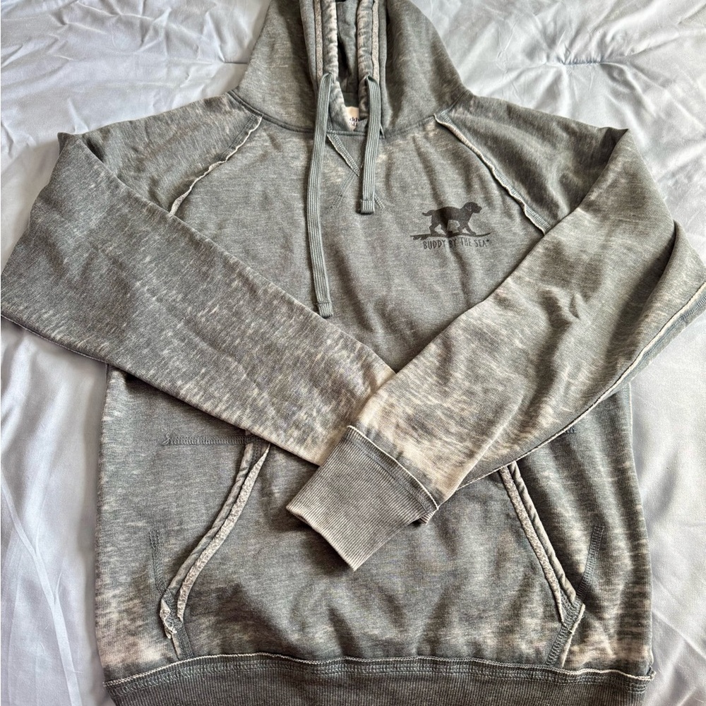 Gray Pullover Hoodie with Soft Cotton-Blend Fabric